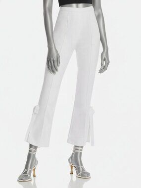Cinq A Sept Women's White Lou Cropped Side Tie Jeans Pants Size 14